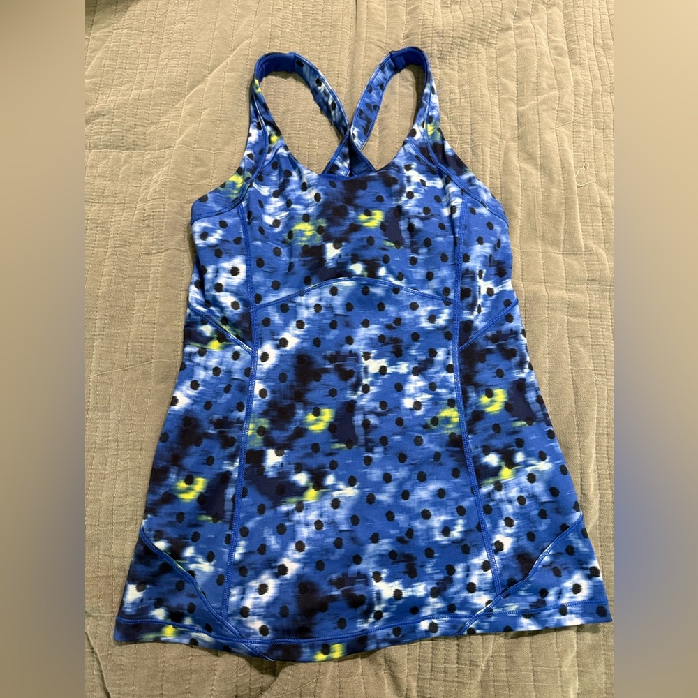 lululemon athletica Blue and Black Patterned Tank Top